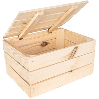 Creative Deco Große Holzkiste mit Deckel | 40 x 30 x 22cm | Holztruhe mit Deckel | Vintage Deko Holzbox | Geschenke Holzbox Kiste | Perfekt als Geschenkbox Weinkiste Spielzeugkiste Aufbewahrungsbox