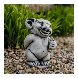 gartendekoparadies.de Gartenfigur Massvive Steinfigur XXL Troll Alles prima! H. 37 cm, 12 kg, Frostsicher grau