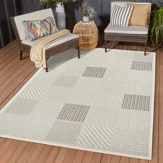 TaraCarpet In und Outdoor Teppich Viktoria Square grau beige 240x340 cm