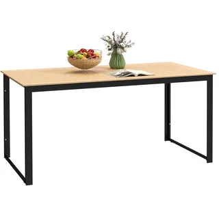 Outsunny Gartentisch 160 x 80 x 75 cm Teak/beige/braun