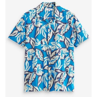 Next Kurzarmhemd Kurzärmeliges Hemd mit floralem Muster (1-tlg) blau L (Normallänge)