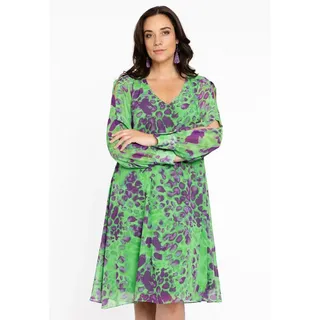 YOEK A-Linien-Kleid Damen Kleid Große Größen mit Cut-Out grün 54/56