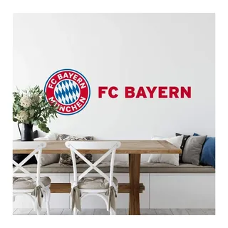 FC Bayern München Wandtattoo Fußball Wandtattoo FC Bayern München Logo Rot Blau FCB Schriftzug, Wandbild selbstklebend, entfernbar rot 130 cm x 41 cm