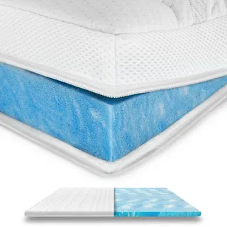AM Qualitätsmatratzen Premium Plus Gelschaum Topper 80 x 200 cm weiß