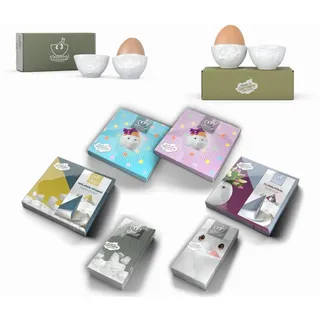 Set 4-tlg. + Servietten - FIFTYEIGHT Eierbecher - Dekor Weiß - 1 Set