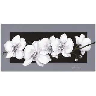 Wandbild ARTLAND "Weiße Orchideen auf grau", schwarz (farbe bild(er): schwarz), B:100cm H:50cm, Bilder, als Alubild, Leinwandbild, Poster in verschied. Größen