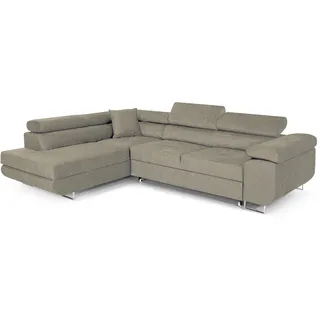 COMFORTINO FURNITURE Ecksofa mit Schlaffunktion PASTI L-Form, Sofa Couch mit Bettkasten, 3-Sitzer Eckcouch, Schlafsofa für Wohnzimmer, Big Sofa Couch mit Schlaffunktion (Bouclé Beige, Ottomane Links)