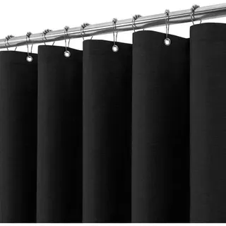 Duschvorhang Metallringe Leinen - Schwarz H198 x B182 cm (1er Pack)