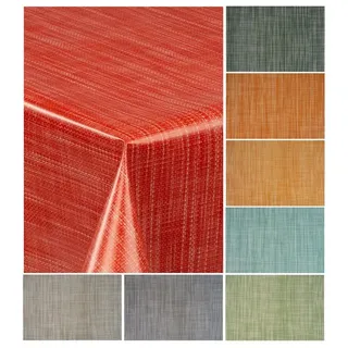 Laro Wachstuch-Tischdecke Leinenoptik 160 x 118 cm Orange