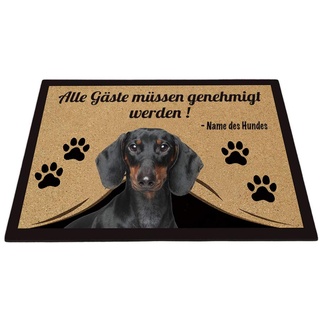 BAGEYOU Personalisierte Fußmatte mit Meinem Liebeshund Dackel Alle Gäste Müssen Genehmigt Werden Bodenmatte 60 x 40 cm