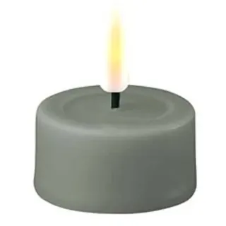 Deluxe Homeart LED Teelicht im 2er Set mit Real Flame, Ø4.1 x H4.5cm, salbei grün