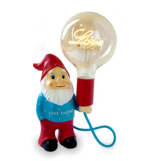 AMARCORDS - Lovherapy Nanetto Tischlampe mit Liebe und Varluce geschriebene Glühbirne. Abat Jour dimmbar mit 1,5 m Kabel- und Dimmerschalter