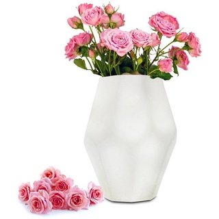 Sendez Dekovase Blumenvase Vase Tischvase Glasvase Dekovase Blumentopf Deko weiß