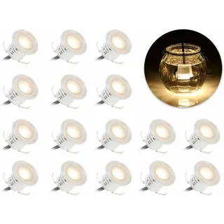 12-v-led-einbaustrahler, 16 Stück Led-strahler Für Terrasse, 0,6 W Wasserdicht Ip67, Led-außenstrahler, Für Wege, Erhöhungen Von Poolstufen (warmweiß 3000 K)