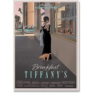 Audrey Hepburn Fashion Poster Print Sexy Frau und Katze Wandkunst Schlafzimmer Home Vogue Retro Leinwand Gemälde Bild Wanddekoration Audrey Hepburn Wandbild Kein Rahmen,70x90cm
