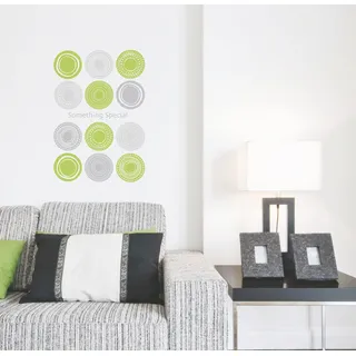 Ambiance Sticker Wandaufkleber-Dekorationsklebstoffe Moderne grüne und graue Kreise Wandtattoo für Baby, Kinderzimmer und Wohnzimmer - H50 x L70 cm
