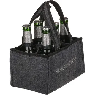 mucplants Flaschenträger Männerhandtasche aus Filz mit 6 Fächern  Grau