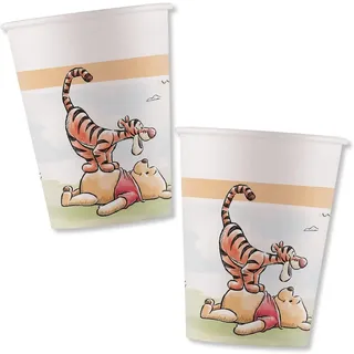 Winnie the Pooh Partybecher 8 Stück – 200ml Inhalt cm aus Pappe – Kindergeburtstag Deko – Winni Puuh Party Becher – Pappbecher Kinder Party