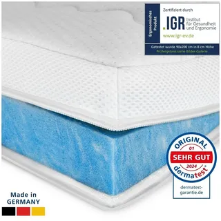 AM Qualitätsmatratzen Premium Plus Gelschaum Topper 140 x 200 cm weiß