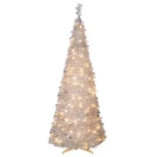 CREATIV green Pop-up LED-Dekobaum, silber, 150 LEDs, warmweiß, ca. H180 cm