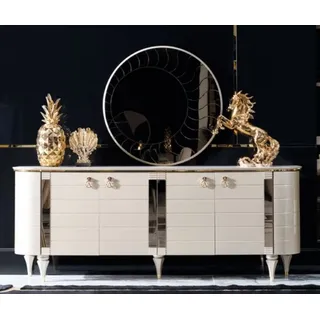 Xlmoebel Sideboard Holz Kommode mit Spiegel in eleganter Ausführung (Kommode mit Spiegel, Spiegel, Kommode), Hergestellt in Europa beige