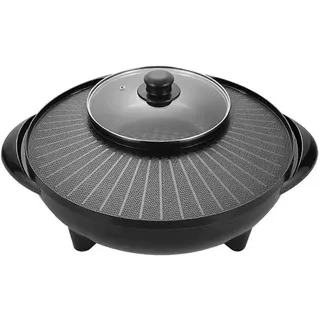 Elektrischer Grill Und Hot Pot 2 In 1 Tragbares Küchengerät Rund Multifunktionaler Koreanischer Grill Für Familie Indoor Picknick Camping Outdoor[ch]