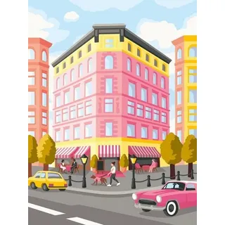 CreArt, Malen nach Zahlen Erwachsene - New York in Pink
