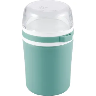 ZWILLING Lunchtime Müslibecher to go, auslaufsicherer Joghurtbecher/Reisebecher mit praktischer Unterteilung & Löffelhalter, 500+200 ml, grün