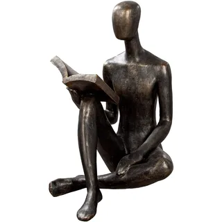 Casablanca Skulptur Reading, Deko Figur Bronze, Kunstharz Statue Wohnzimmer, Büro Dekoration H. 80 cm x B. 59 cm - Moderne Skulpturen, Lesen Lesefigur, Lehrerin