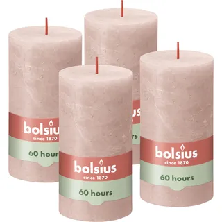Bolsius Rustik Stumpenkerze 13 x 6,8 cm 4 St. nebliges rosa