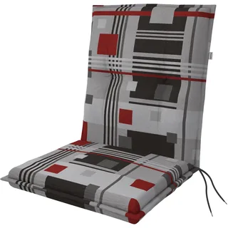 Doppler Niederlehner-Auflage 100x48x6 cm – Weiches Gartenstuhl-Polster Quadrat Rot | Sitzkissen mit Bindebändern | Bequeme Auflage für Balkon, Garten & Terrasse