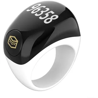 Zikr-Smart Ring Clock - Einstellbarer Zähler - App-Unterstützung, digitaler Zähler, Gebetserinnerungsring - Wasserdichter 5-stelliger Fingerzähler, Zikr-Ring für Muslime(Weiß)