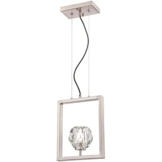 63676 Einflammige Pendelleuchte Zoa von Westinghouse Lighting für Innenbereiche, Ausführung in gebürstetem Nickel mit Kristallglas
