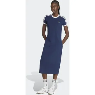 Shirtkleid ADIDAS ORIGINALS "3-STREIFEN, SCHMAL", Damen, Gr. XS, N-Gr, blau (night indigo, weiß), Obermaterial: 93% Baumwolle, 7% Elasthan, Kleider Shirtkleid