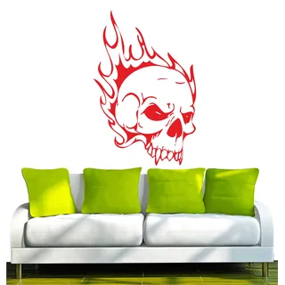 Indigos UG - Wandtattoo Wohnzimmer - Wandaufkleber Totenkopf Skull Schädel Bone 120x79cm, rot w355 - Aufkleber Kinderzimmer Schlafzimmer Küche Badezimmer Büro Dekoration