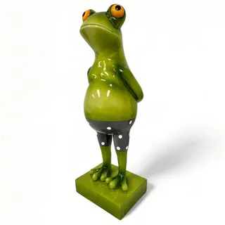colourliving Tierfigur Frosch Dekofigur lustiger Badefrosch 44 cm grün Gartenfigur Frosch, handbemalt, lustiges Erscheinungsbild, 4 Filzplättchen grün|schwarz