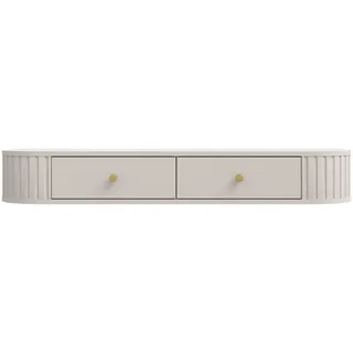 Beautysofa Konsolentisch Hängend ORION mit geriffelten Seiten, 2 Schubladen (moderner Wand-Konsolentisch, Schminktisch), Breite: 123 cm beige