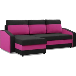 Ecksofa mit Schlaffunktion Orion, Universelle Seite, Schwarz + Rosa - Schwarz/Rosa