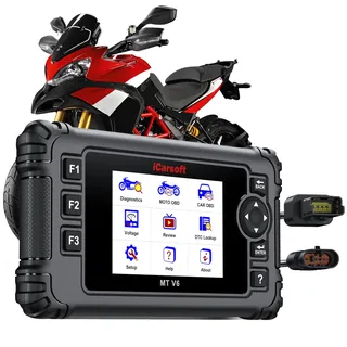 iCarsoft MT V6 Motorrad-Diagnose-Scan-Tool für Ducati, alle Systemdiagnose Motorrad-Scanner mit 101 aktiven Tests, 85 Wartungsdiensten, Lesen/Löschen von Codes, Batterietest, für 99% Ducati Modelle
