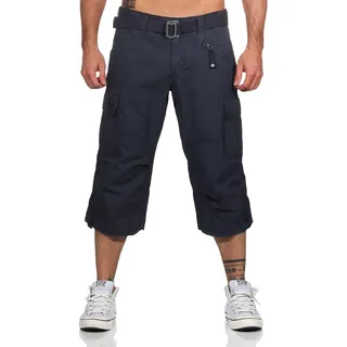 Timezone Herren 3/4 Cargo Hose Loose MILESTZ - Loose Fit -Schwarz Grau Baumwolle - 31 Kurz