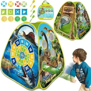 (dinosaurier) 4-in-1 Dinosaurier-zelt Für Kinder, Pop-up-zelt Für Drinnen Und Draußen Mit Sitzsack-/dartspiel Für Jungen Und Mädchen