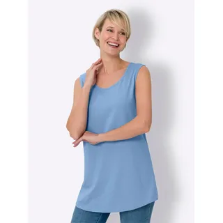 Longtop CLASSIC BASICS, Damen, Gr. 44, bunt (himmelblau, apricot), 100% Baumwolle, unifarben, Rundhals, Tops