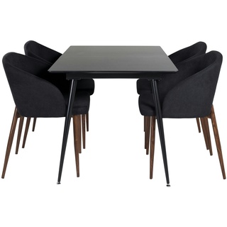 SilarBLExt Essgruppe Esstisch Ausziehbarer Tisch Länge cm 120 / 160 schwarz und 4 Arch Esszimmerstühle schwarz.