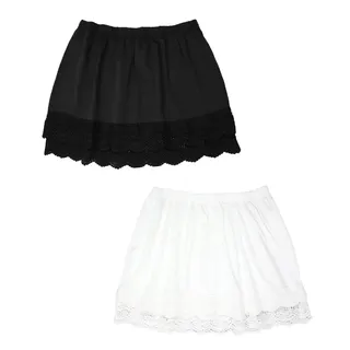 Spitzen-Hemd-Verlängerung für Damen, Übergröße, Unterrock, elastische Taille, halber Slip, Mini-Röcke, Jakobsmuschel schwarz weiß, XXL - XXL