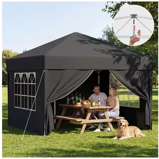 HOMALL Pavillon 3x3/3x6 m Faltpavillon Gartenpavillon Winterfest Pop Up Partyzelt, Wasserdicht Faltpavillon mit 4 Seitenteilen, Sandsäcke grau 300 cm
