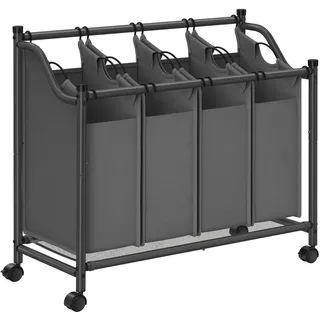 Songmics Wäschekorb mit 4 Fächern, Eisengestell 4 35 Liter, grau LSF005GS