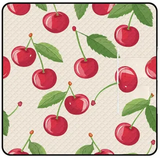 Xiputvl 3D-Eindruck Kirsche Picknickdecke Obsts Strandmatte Outdoor Teppich Wasserdicht, Faltbar Picknick Für Strand, Camping, Wandern, Picknick 200x200cm