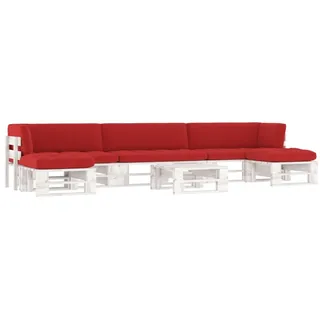 vidaXL Paletten-Lounge-Set 6-tlg. weiß