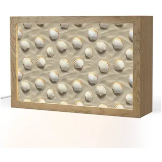 OnlyWow Tischleuchte Lightbox Muscheln - Sand - Maritim, Dimmbar, Farbwechsel, LED, Warmweiß, Kaltweiß, Neutralweiß Einstellbar, Tischlampe, Schreibtischlampe, Desk, Dimmbar, mit Kabel, LED 30 cm x 8 cm x 20 cm