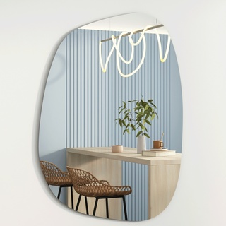 Albatros Designerspiegel Asymmetrisch 75 x 55 cm Wandspiegel oder Türspiegel, Moderne organische Form  Spiegel Oval und Groß Asymmetrischer Spiegel